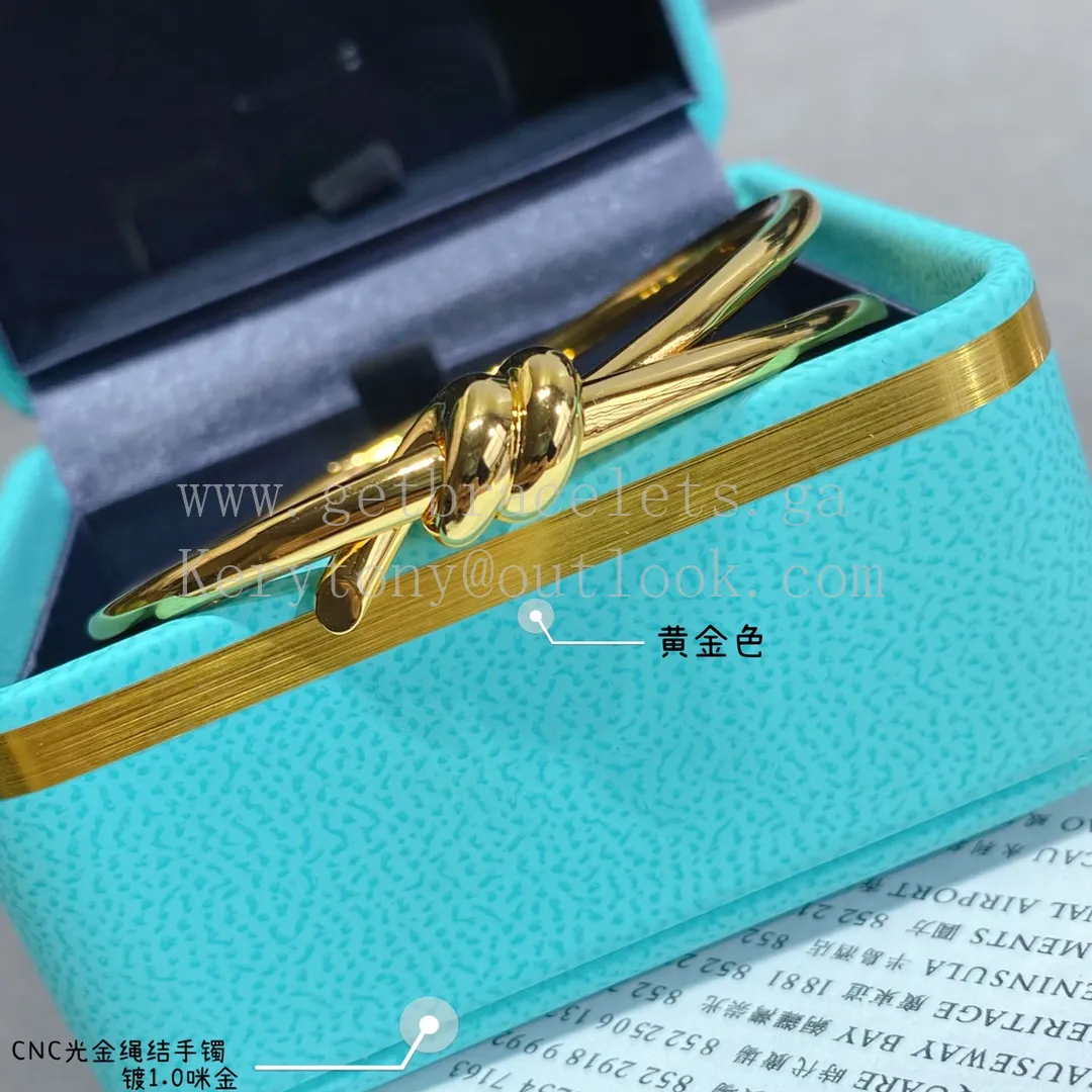 Tiffany Double Row Hinged Bangle in Rose Gold/Yellow Gold