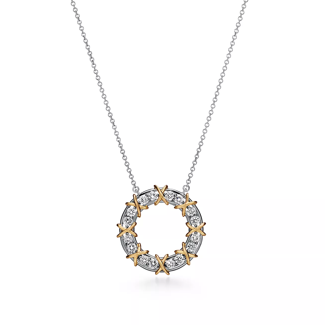 Fake Tiffany Schlumberger Sixteen Diamonds Circle Pendant