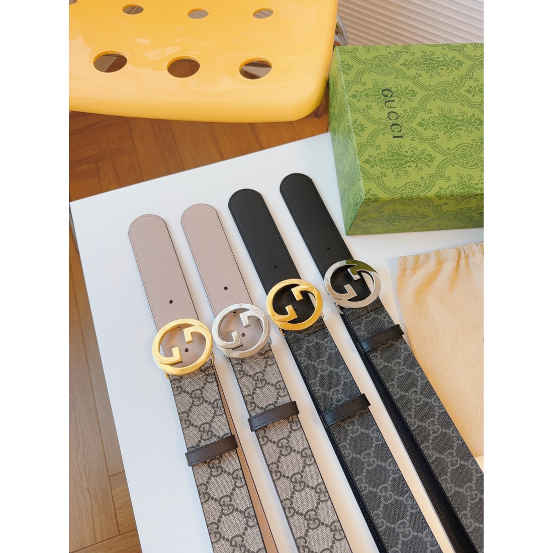 Gucci Classic Printed Cowhide Stainless Steel Belt 38MM