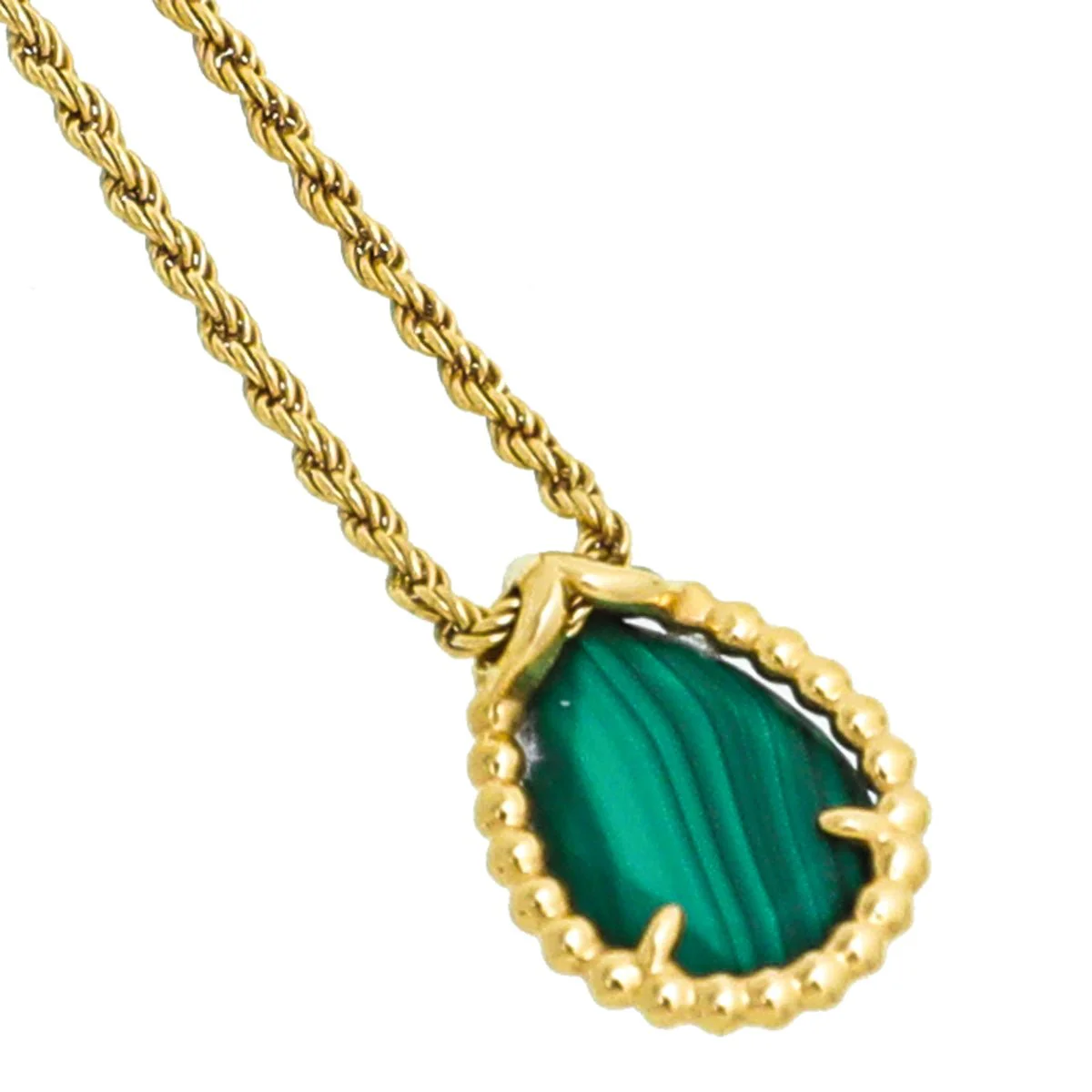 Boucheron 18K Yellow Gold Serpent Boheme S Motif Malachite Necklace Small Model