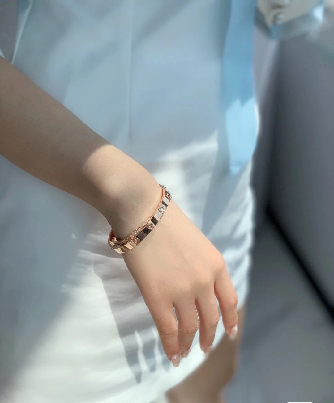 Cartier Four Diamonds Love Bracelet & Narrow Full Diamond Bracelet