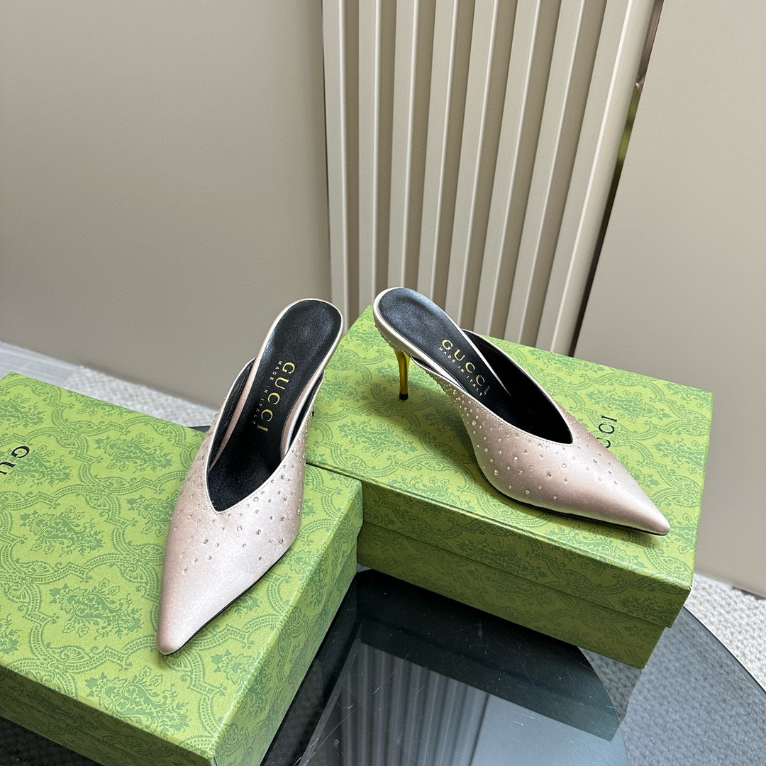 Gucci Pointed Toe High Heel Slippers Slide Sandal (Replica)