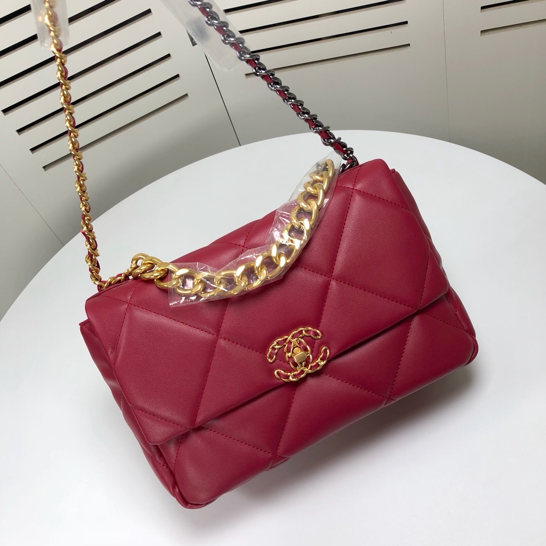 Chanel Lambskin Quilted Medium19 Flap Shoulder Bag Handbag