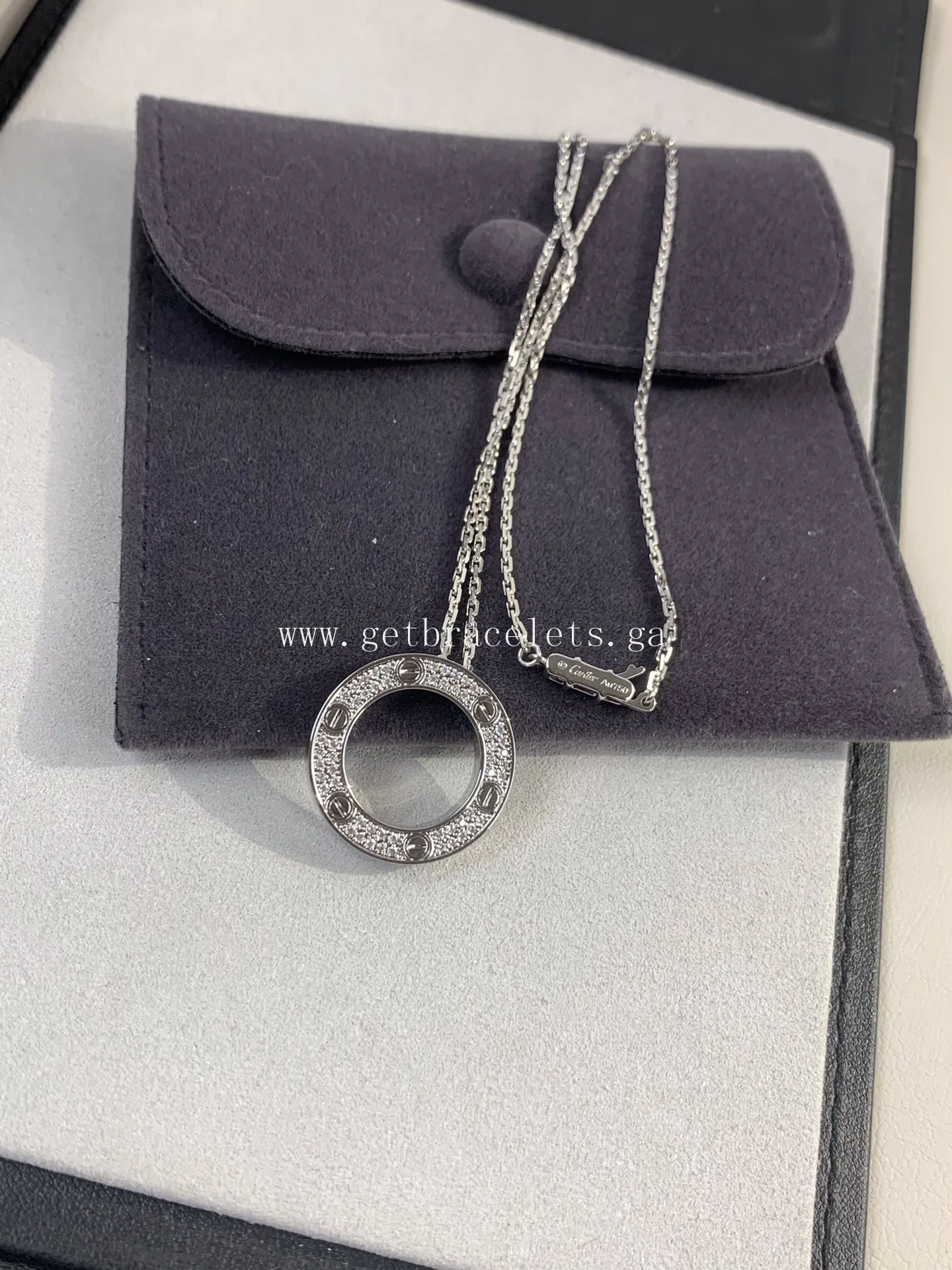 Cartier Love Necklace White Gold With Pave Diamonds