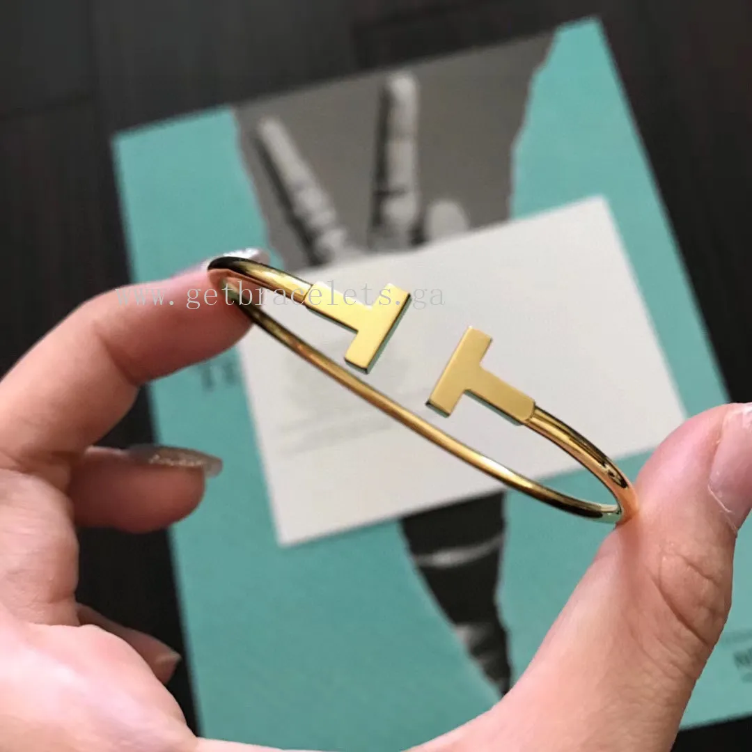 Tiffany T Wide Wire Bracelet in Yellow Gold/Rose Gold/White Gold