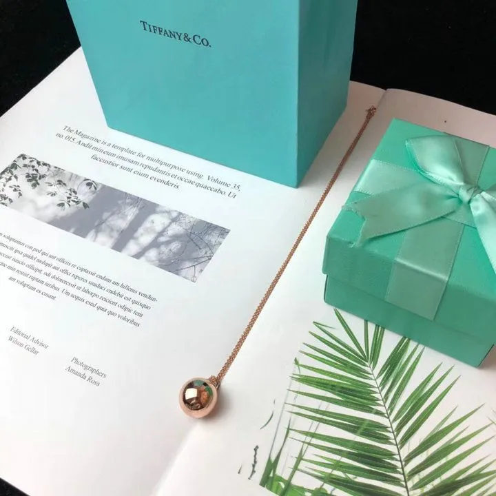 Tiffany Hardwear Ball Pendant Chain Necklace Pink/Yellow Gold Fashion Women Jewelry GRP09557/GRP09558