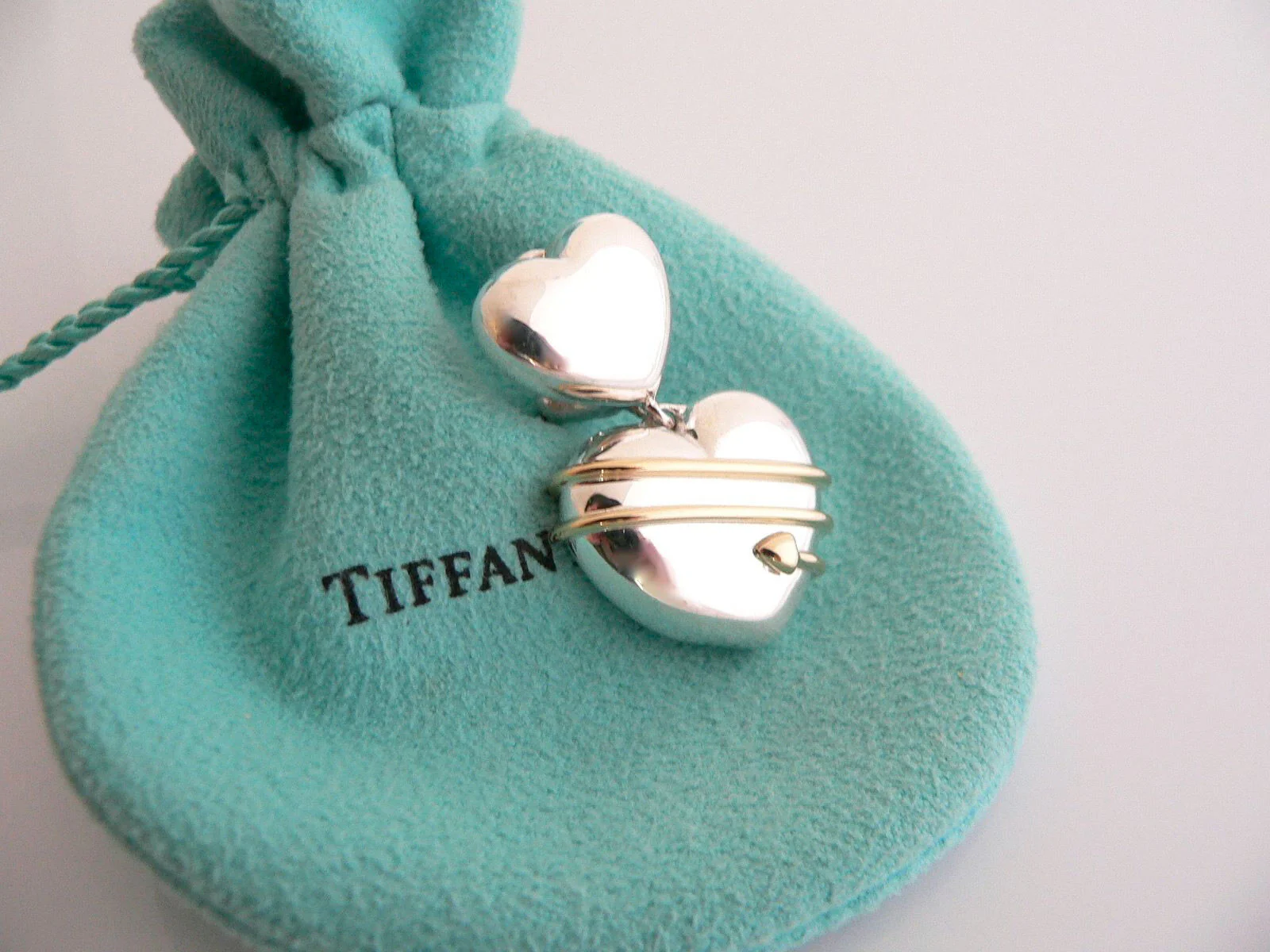 Tiffany & Co Silver 18K Gold Heart Earrings Arrow Dangling Pierced Love Gift Art