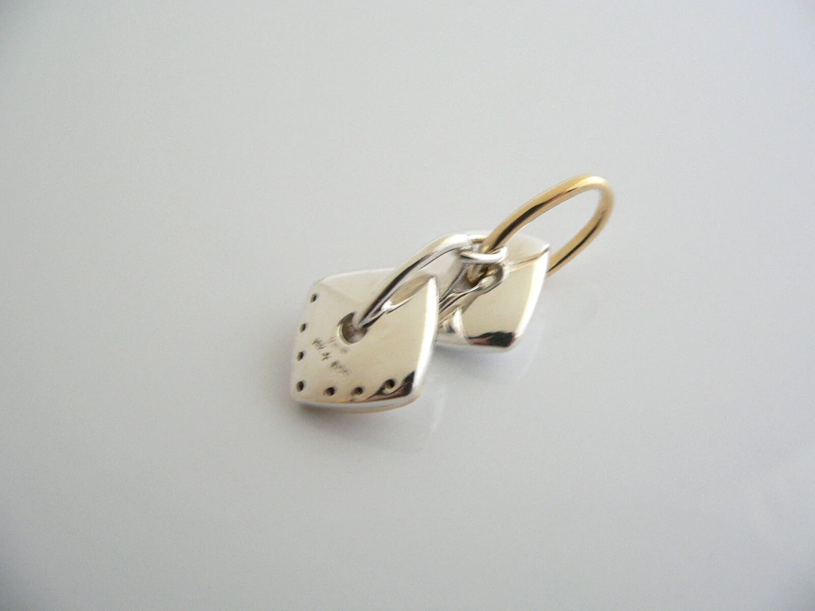 Lorenzo Silver 18K Gold Diamonds Square Dangle Charm Pendant Enhancer Jewelry