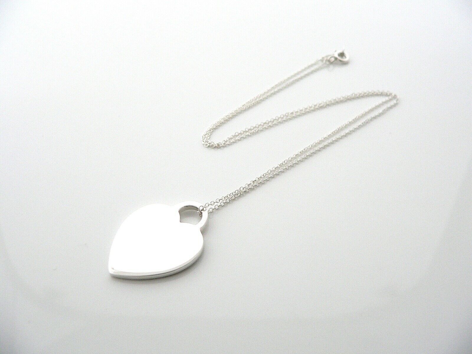 Tiffany & Co Heart Tag Necklace Pendant Charm Chain Silver Gift Love T and Co