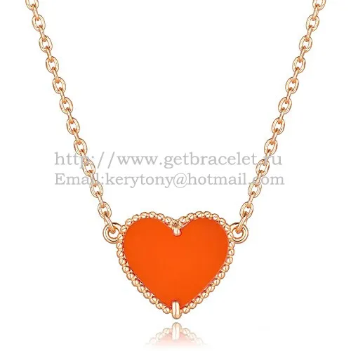 Van Cleef Arpels Sweet Alhambra Heart Pendant Pink Gold With Red Onyx Mother Of Pearl