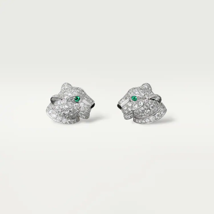 Cartier Leopard Head Stud Earrings Full of Diamonds,PANTHÈRE DE CARTIER EARRINGS