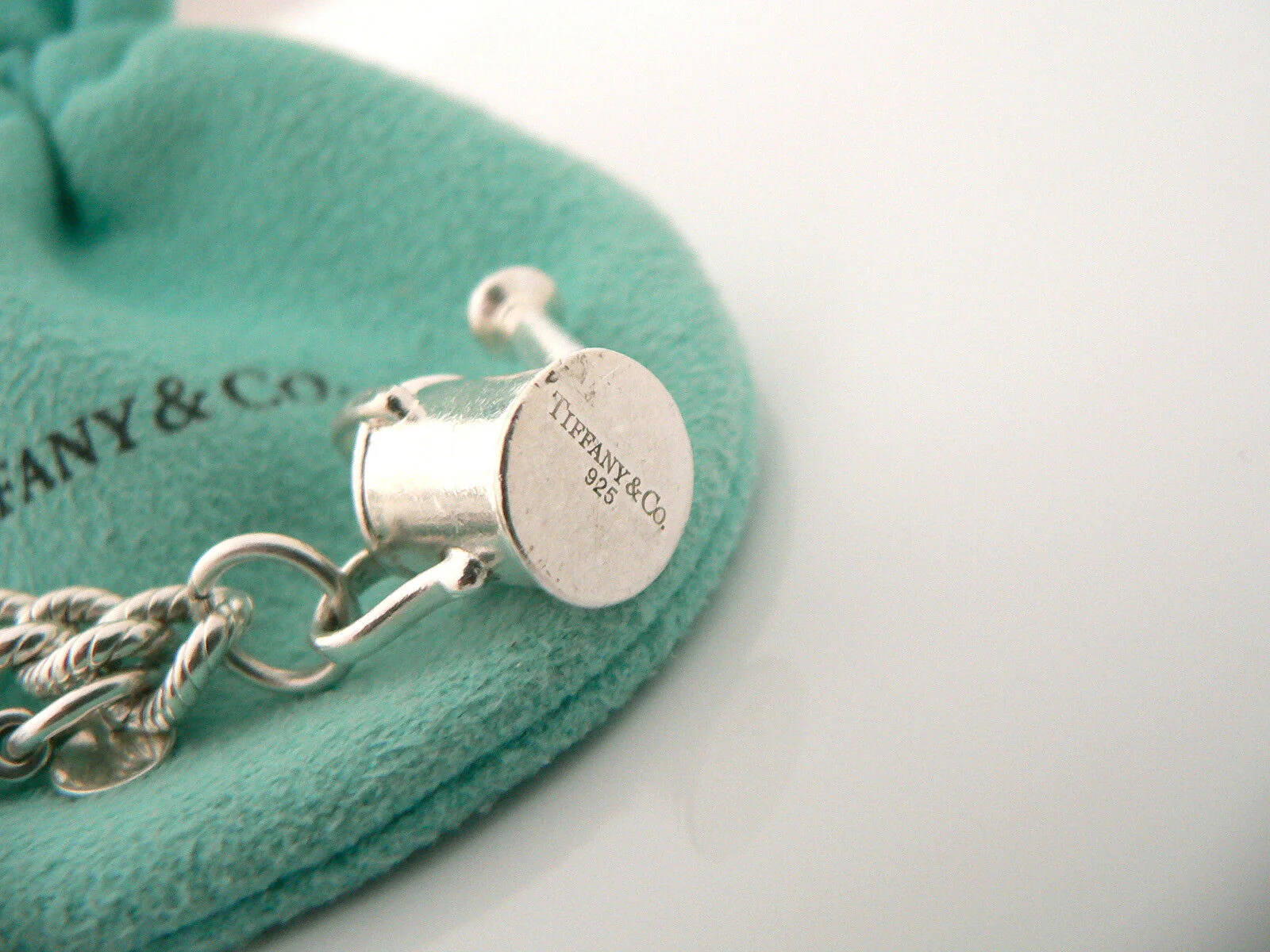 Tiffany & Co Watering Can Bracelet Bangle 8 Inch Chain Nature Garden Lover Gift