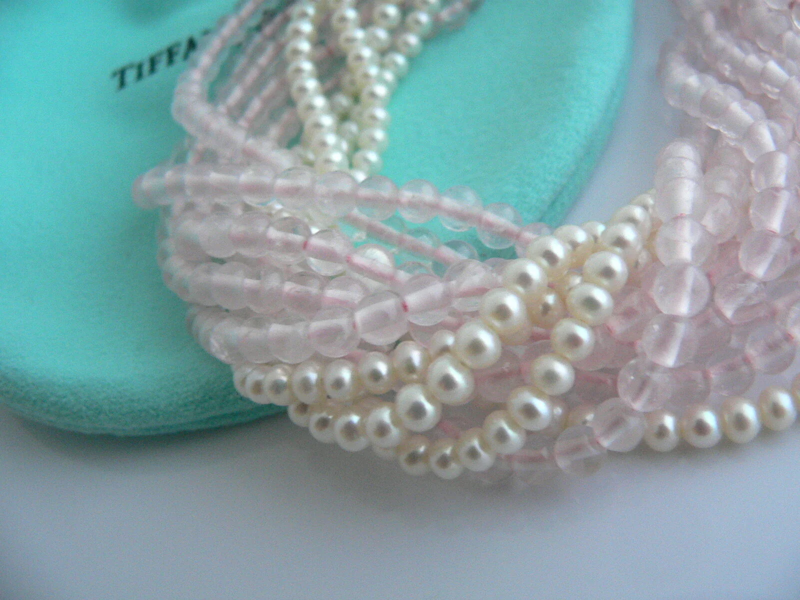 Tiffany & Co Pearl Bracelet Torsade Multi Strand Bangle Chain Love Gift Pouch