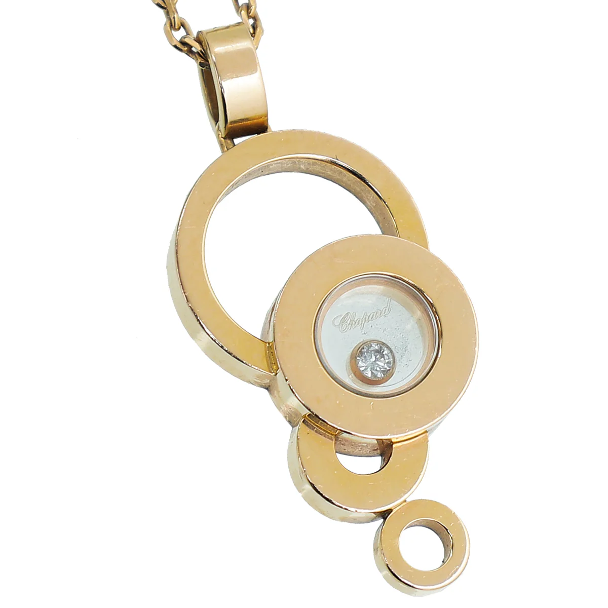 Chopard 18K Rose Gold 1 Diamond Happy Bubbles Pendant Necklace