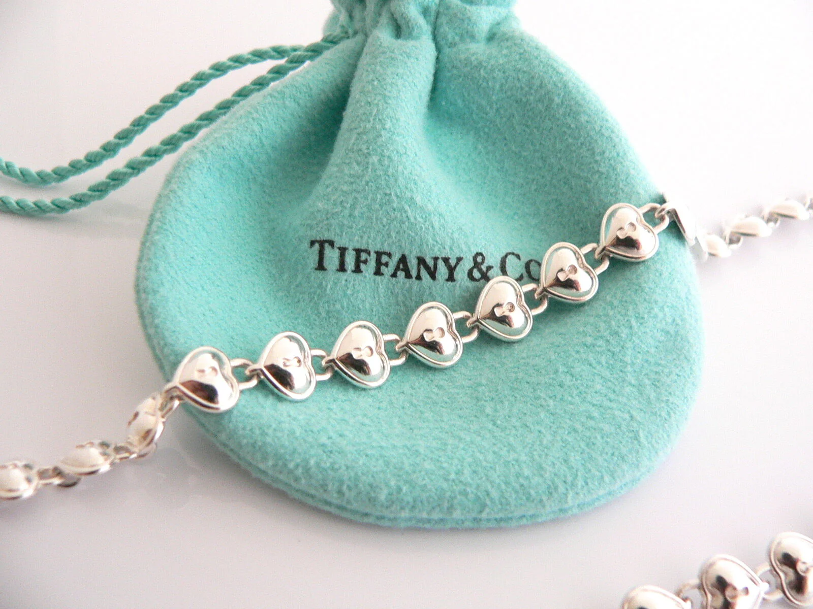 Tiffany & Co Heart Necklace Padlock Link Love Charm Chain Pendant Gift Pouch Art