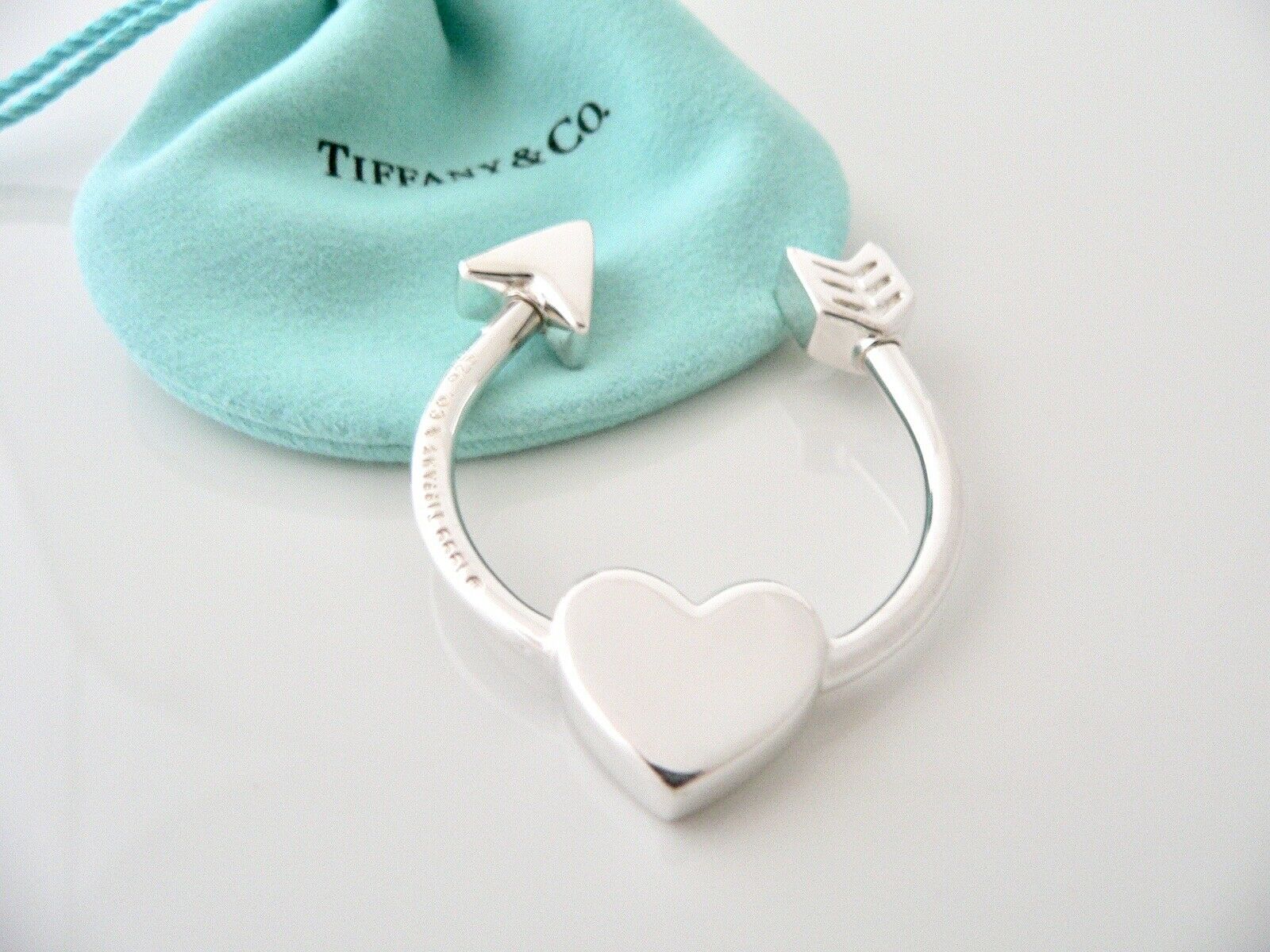 Tiffany & Co Silver Heart Arrow Be Mine Key Ring Keyring Keychain Gift Love Art