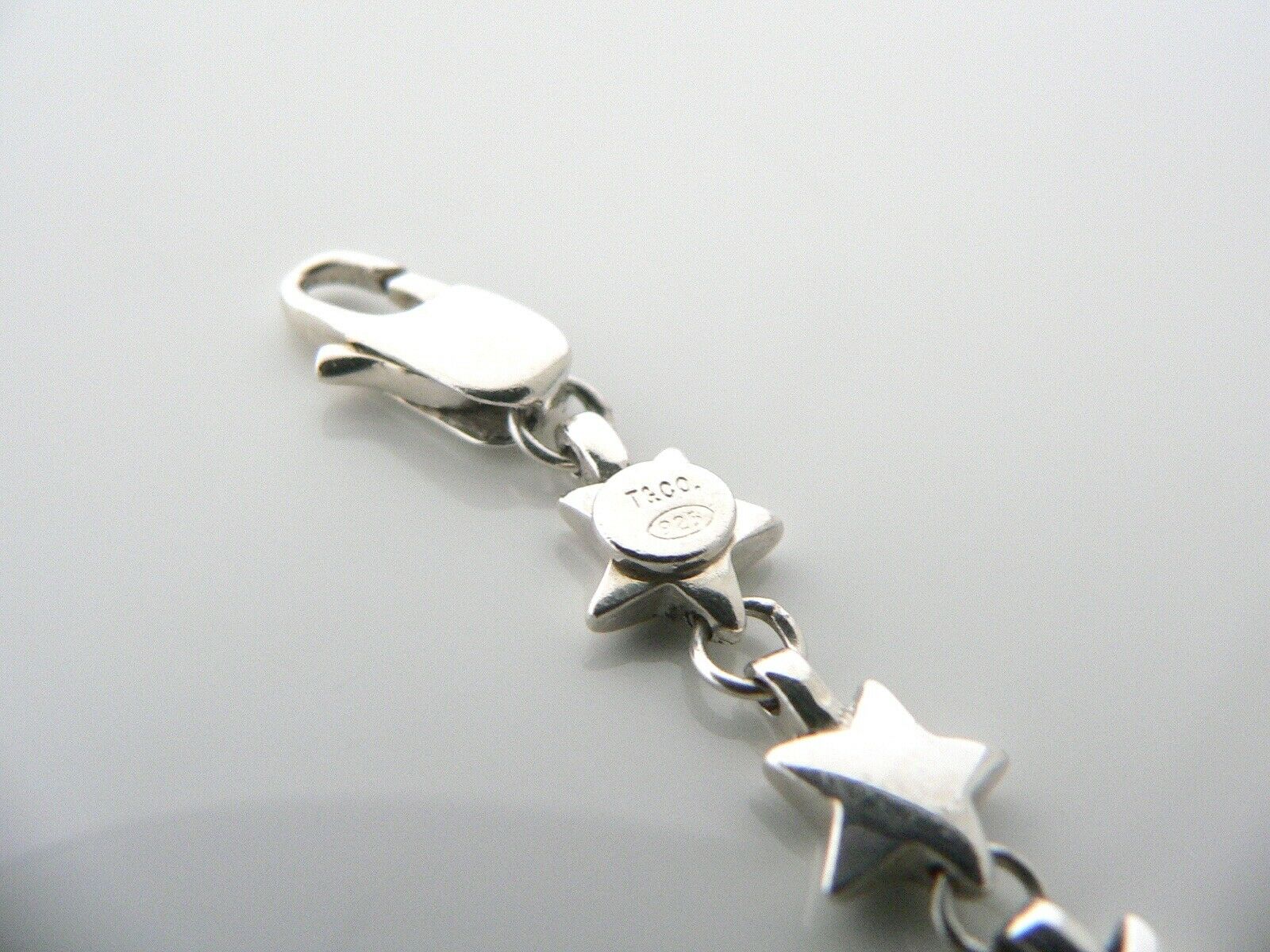 Tiffany & Co Silver Stars Link Bracelet Bangle 7.5 In Chain Longer Length Gift