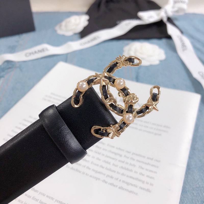 Chanel Belt With Double C Buckle Black Gold Toned Hardware Women Belt 30MM