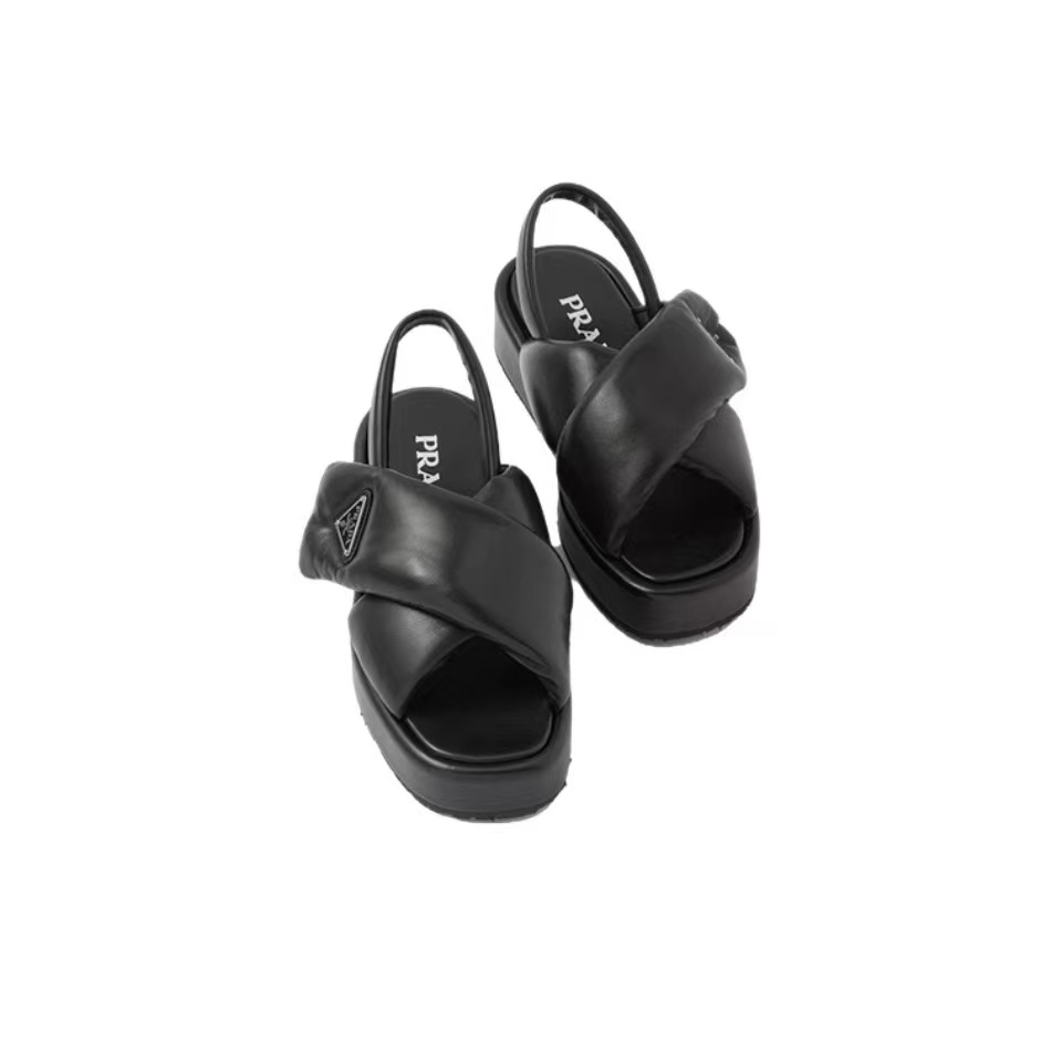 Prada Leather Peep-toe Beach Sandals Slide (Replica)