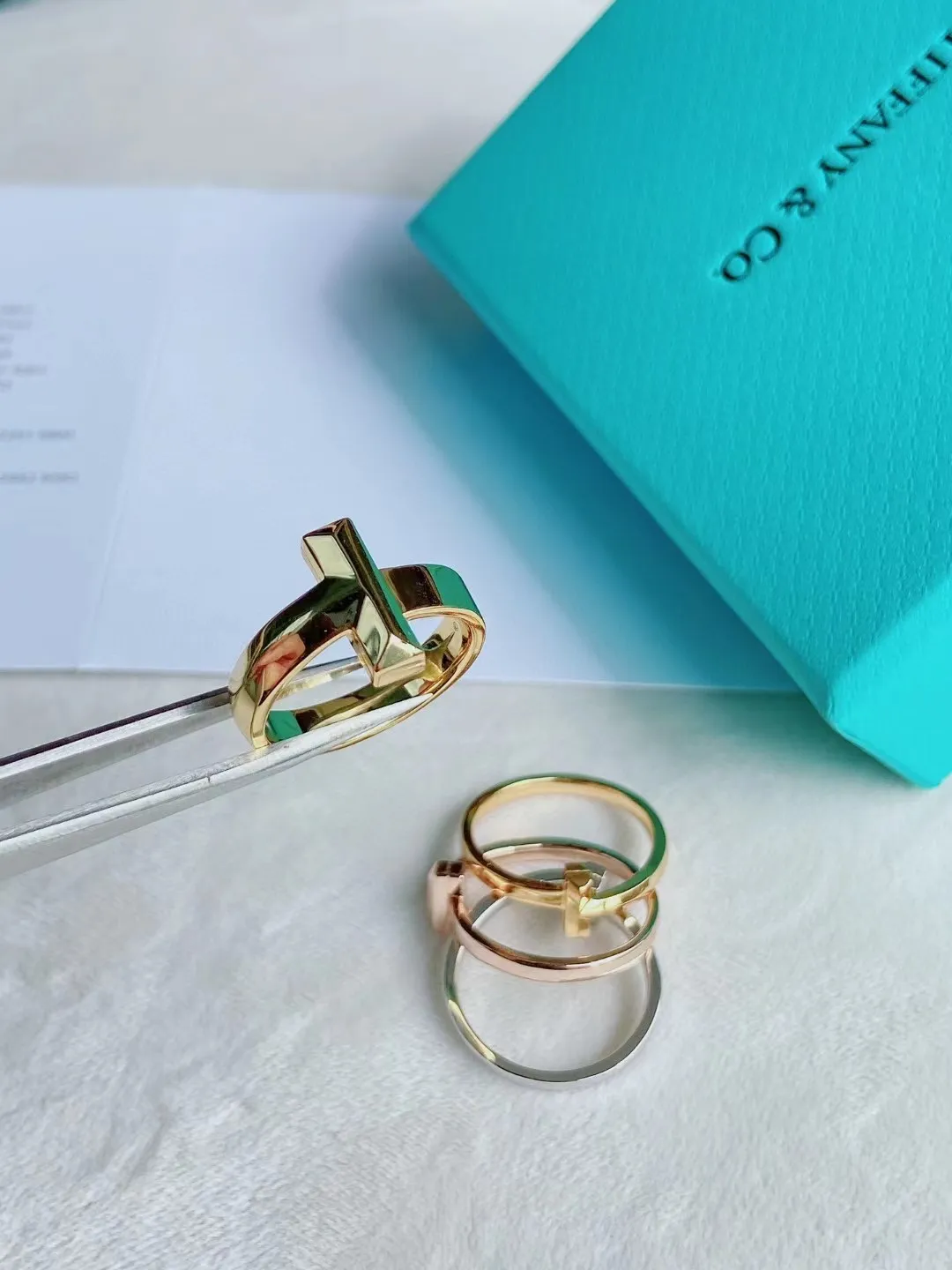 Tiffany T1 Ring Yellow Gold/Rose Gold/White Gold Width 4.5mm