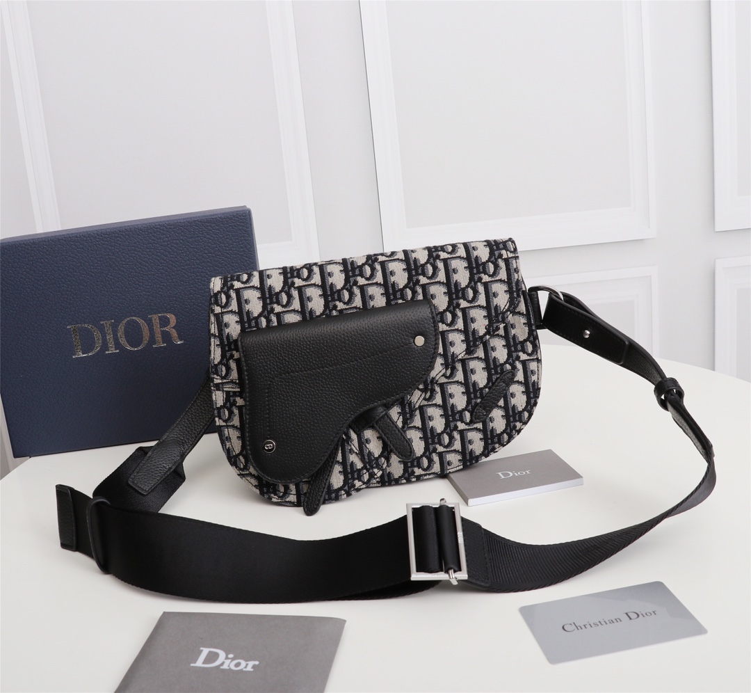 DIOR Saddle Men  Embroidery Crossbody Bag 10A(Replica)