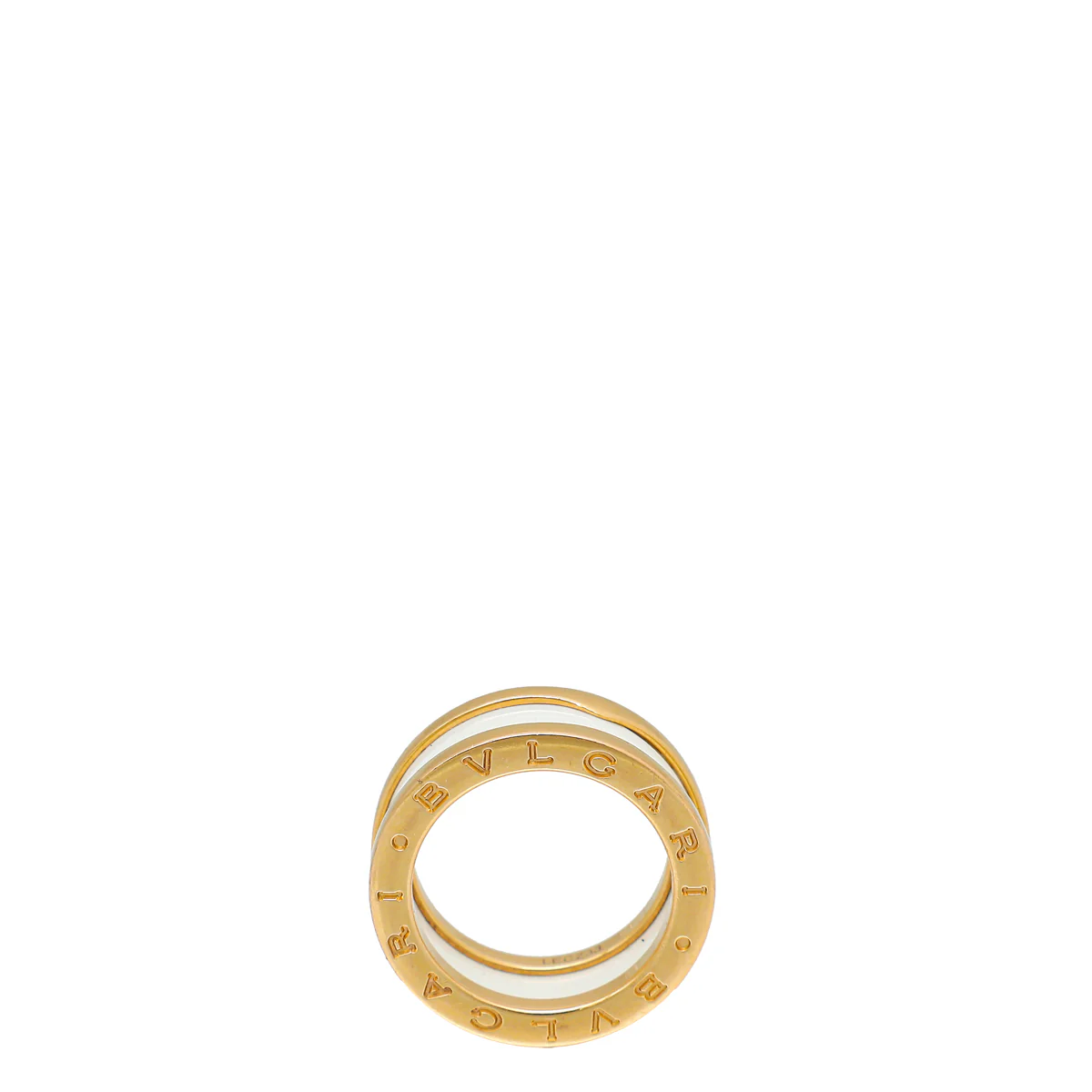 Bvlgari 18K Yellow Gold & Ceramic B. Zero 1 - 2 Band Ring 51