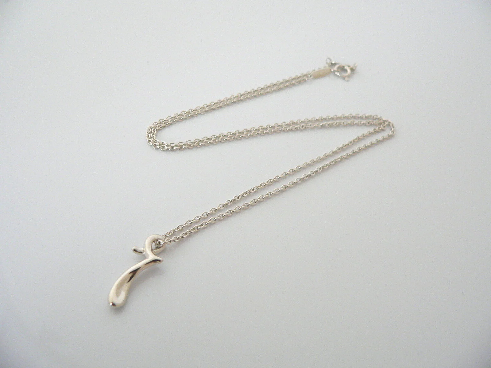 Tiffany & Co Silver Peretti Alphabet R Medium Necklace Pendant Charm Chain Gift