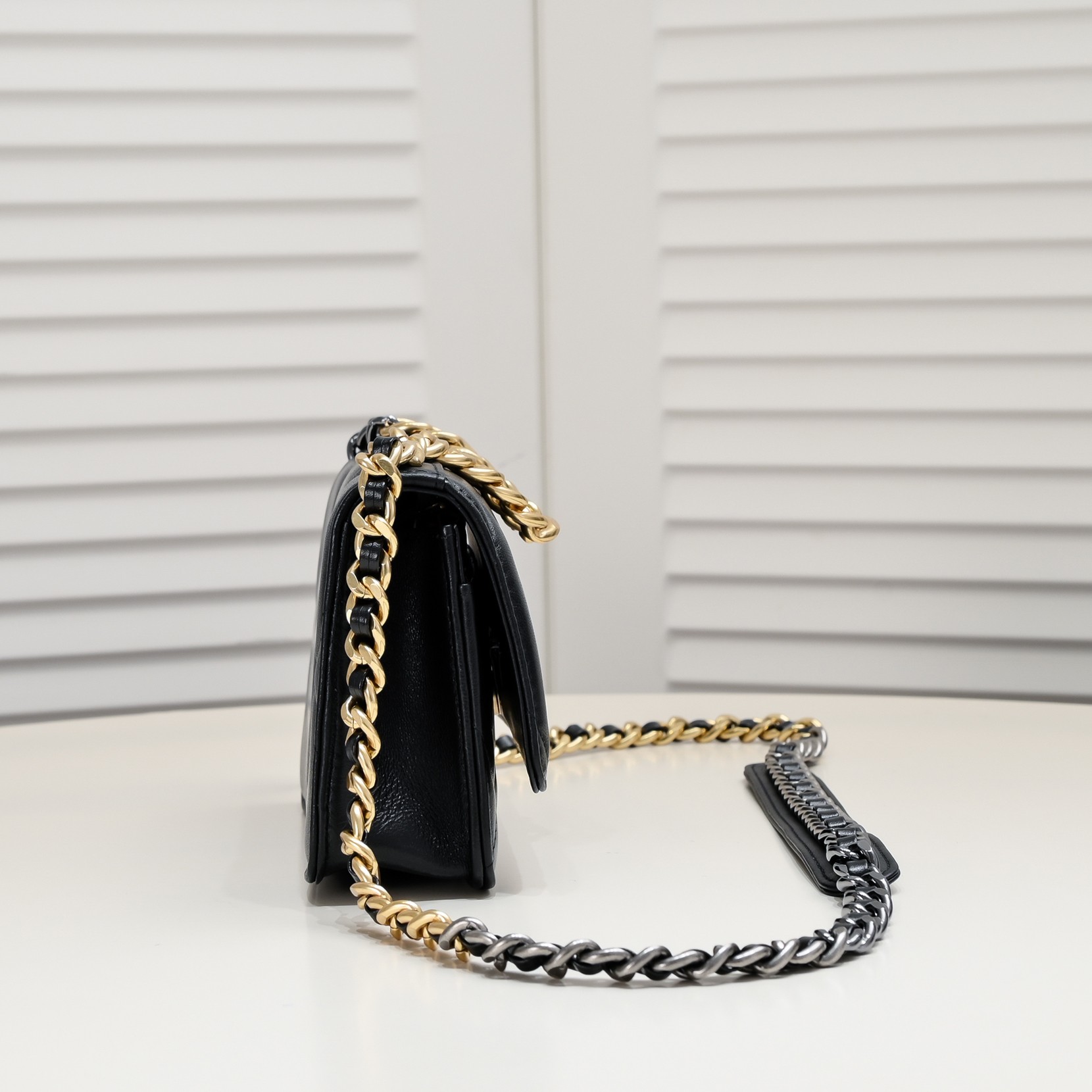 Chanel Woc 3 Colour Metallic Mixed Strap Shoulder Bag Handbag