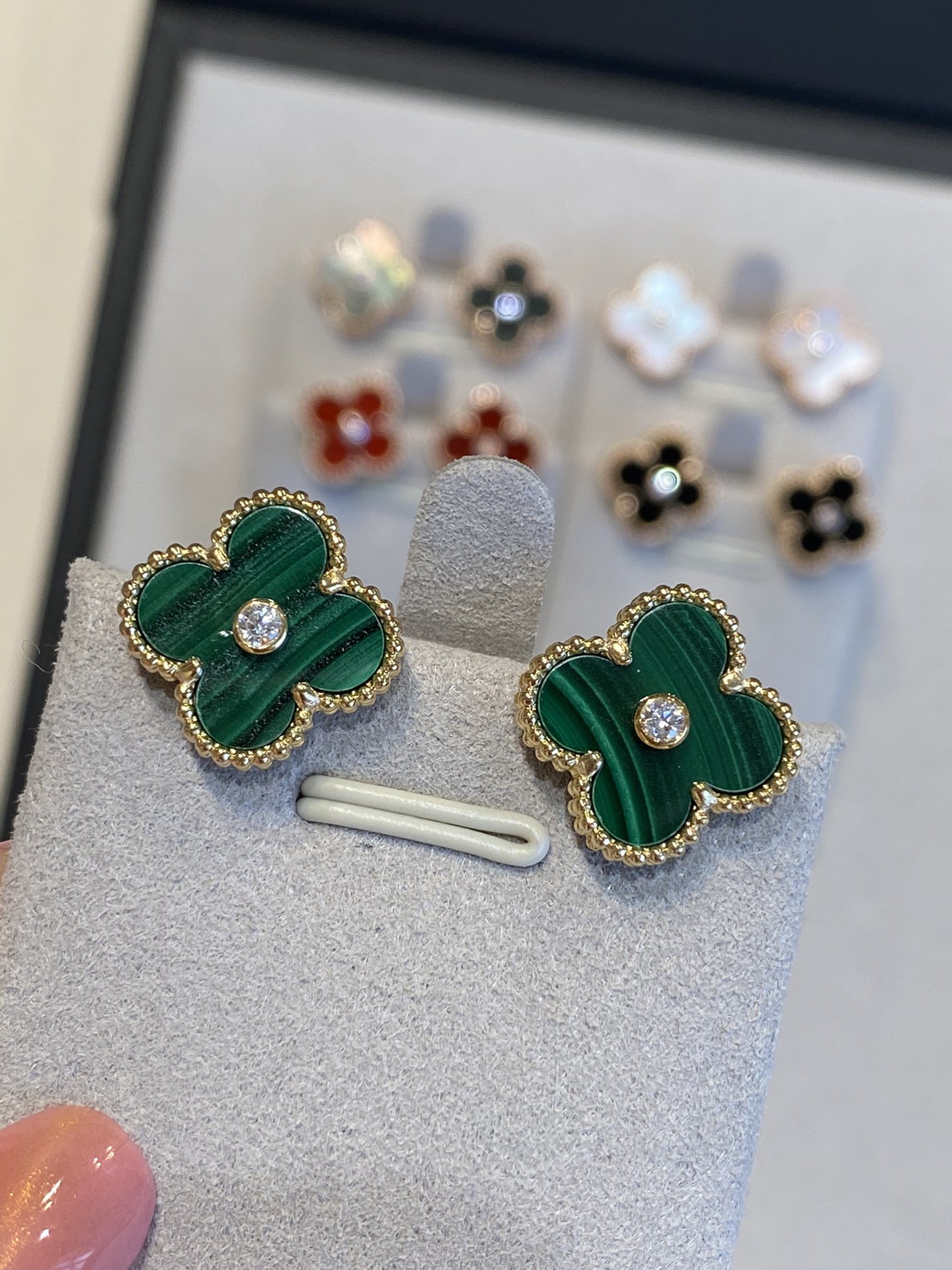 Van Cleef & Arpels Clover Earrings with Diamonds, Vintage Alhambra earrings