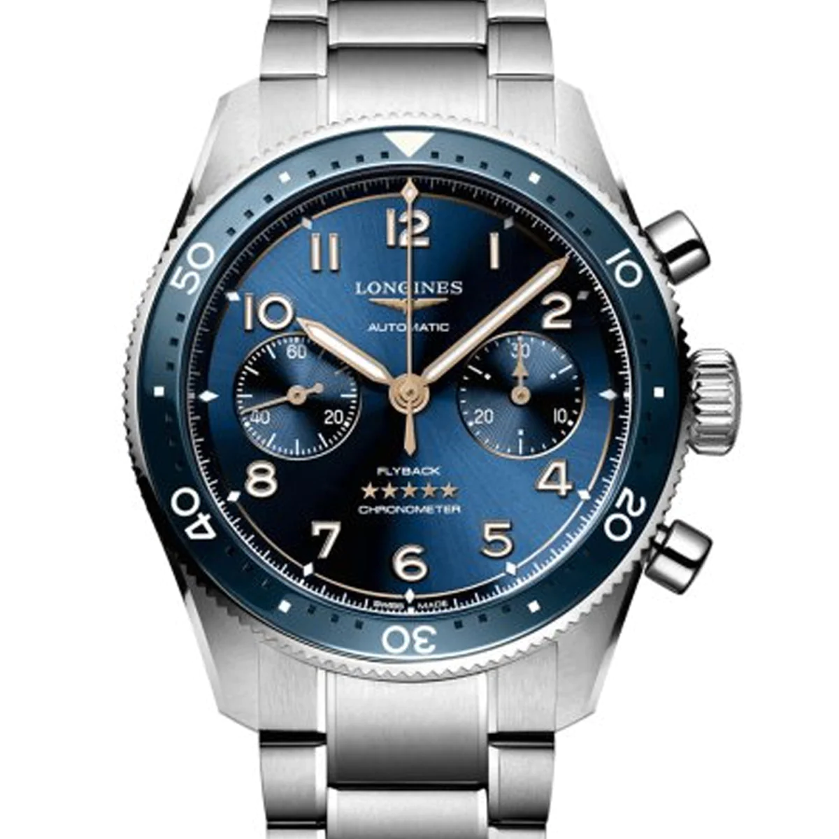 Spirit Flyback 42MM Blue Dial Chronograph Bronze PVD Accents Watch L38214936