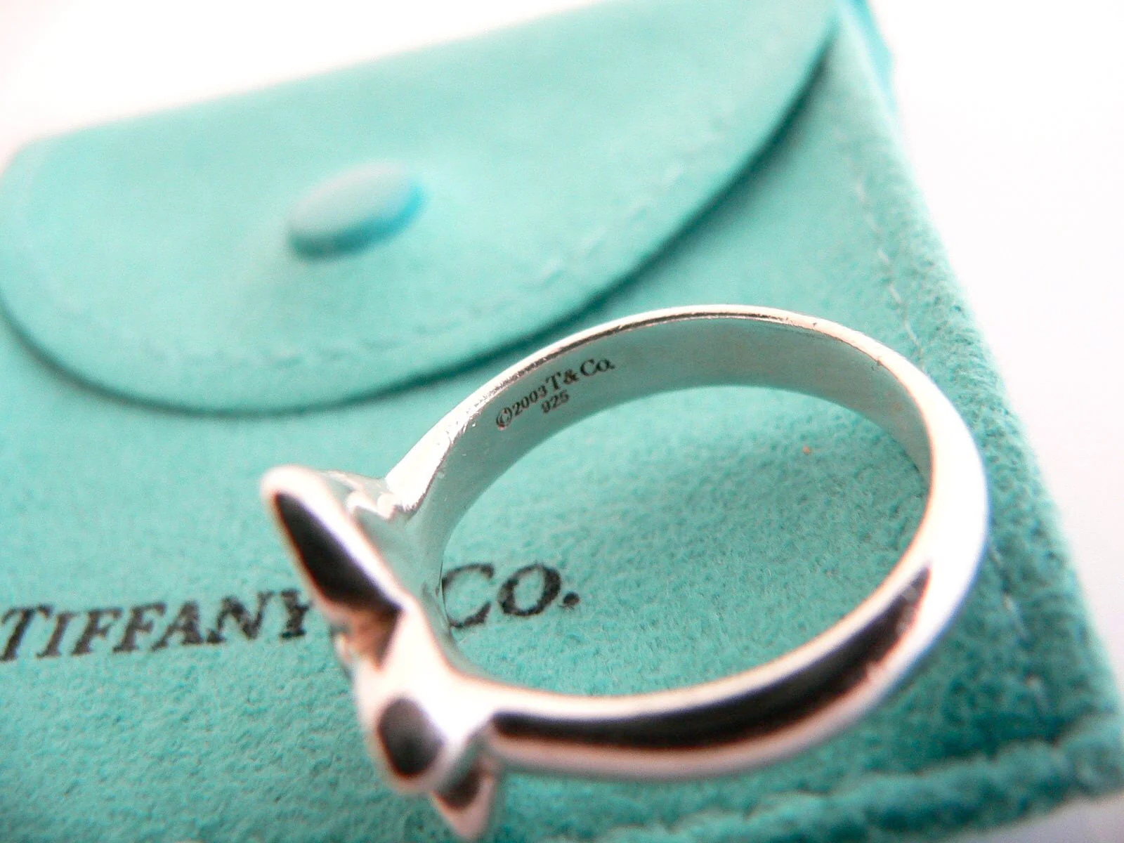 Tiffany & Co Flower Ring Band Petals Iolite Silver Nature Sz 8.25 Gift Pouch Art