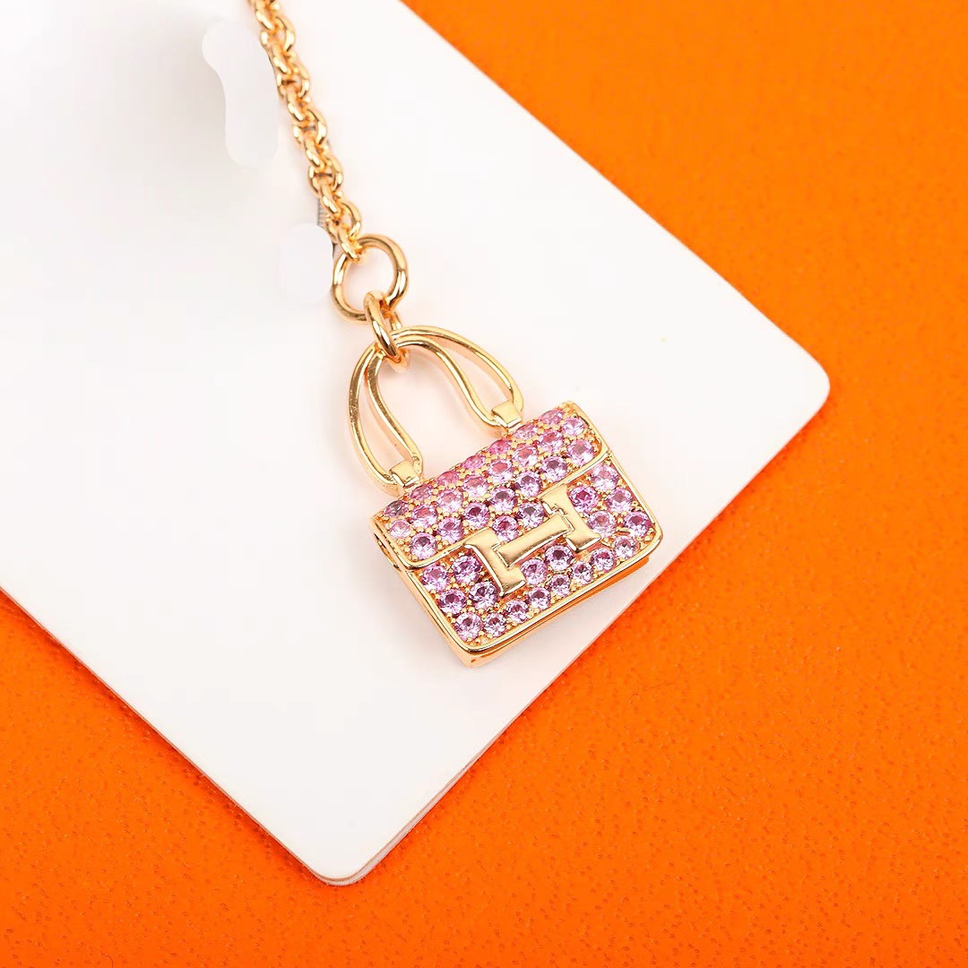 Hermes Pink Diamond Bag Bracelet