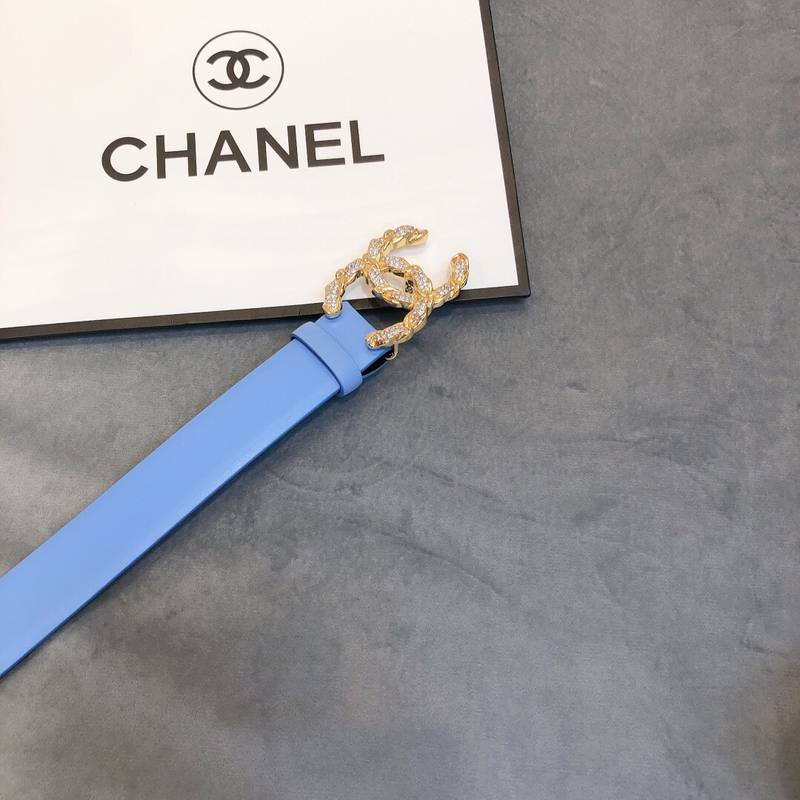 Chanel Belt With Double C Buckle Blue Women Belt 30MM