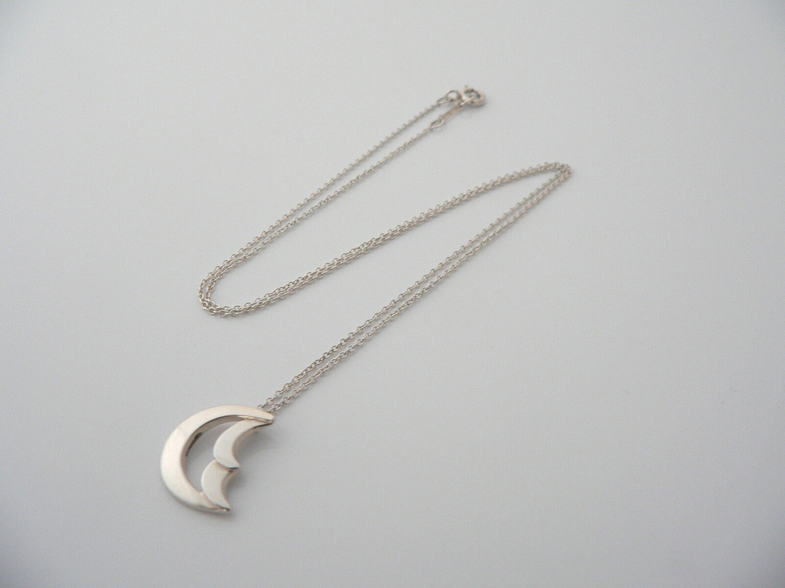 Tiffany & Co Silver Picasso Moon Necklace Pendant Charm 17.75 Inch Chain Gift