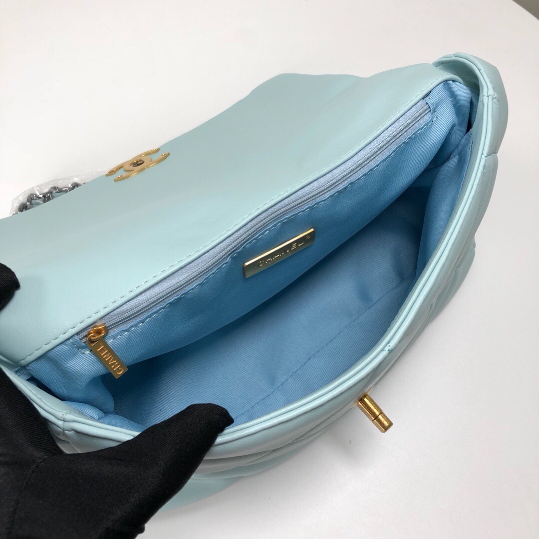 Chanel Lambskin Quilted Medium19 Flap Shoulder Bag Handbag