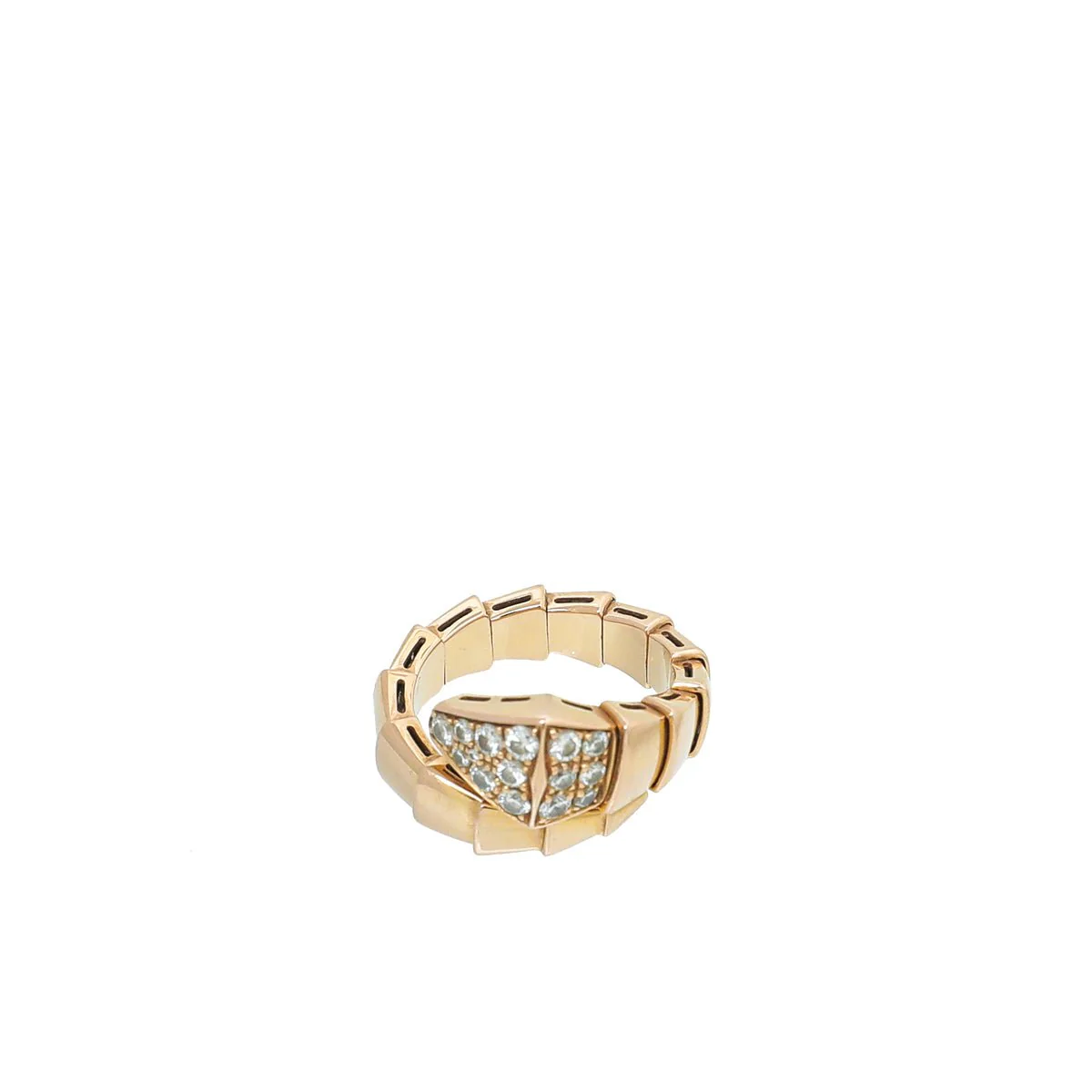 Bvlgari 18K Rose Gold Diamond Serpenti Viper One Coil Ring