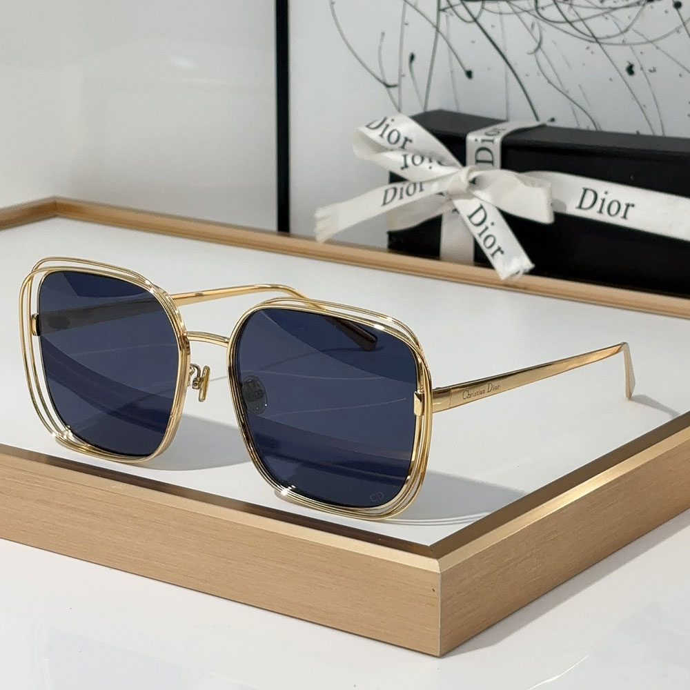 Dior Gold Metal Gold Frame Fashion sunglasses Top quality  (Replica）