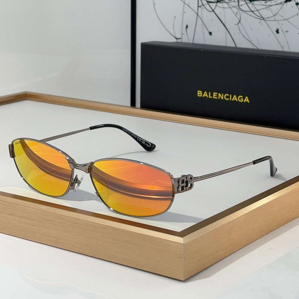 Balenciaga  Metal Mirror leg hollowed Out B Letter Logo   sunglasses Top quality （Replica）