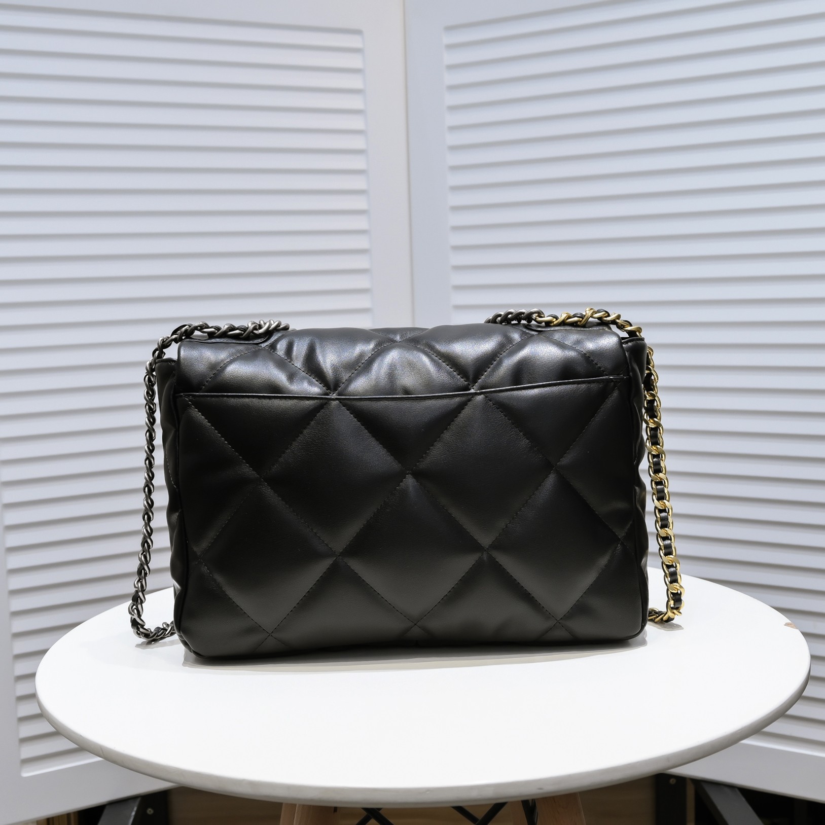 Chanel Lambskin Quilted Large19 Flap Shoulder Bag Handbag