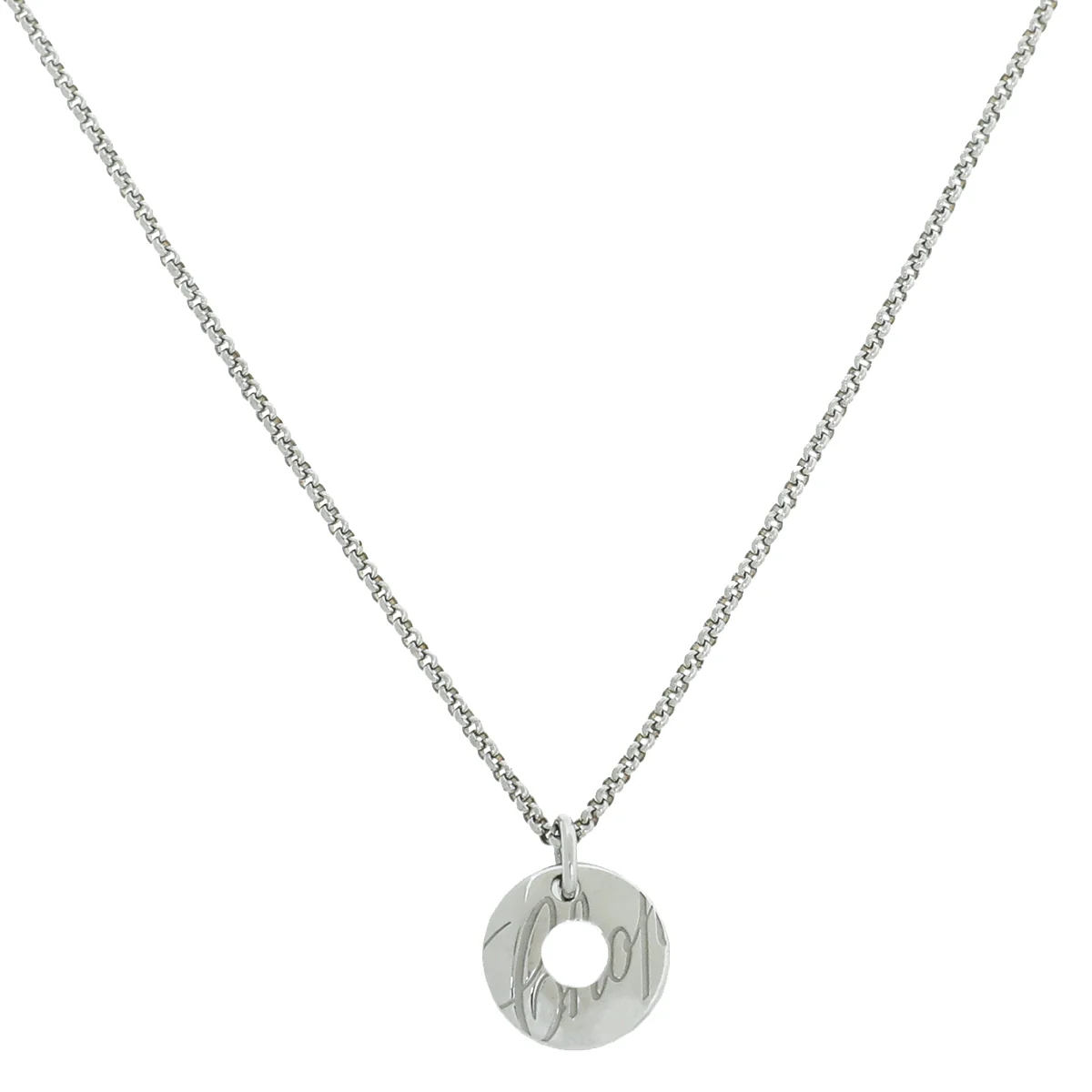 Chopard 18K White Gold Chopardissimo Disc Pendant Necklace