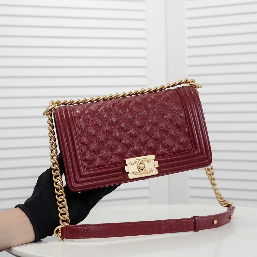 Chanel Leboy litchi or lychee pattern Shoulder Bag Handbag