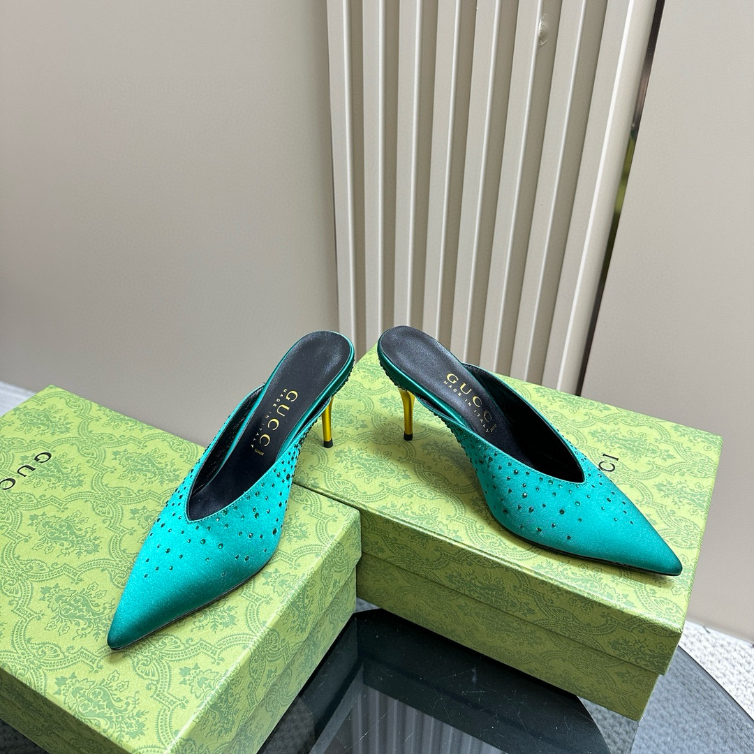 Gucci Pointed Toe High Heel Slippers Slide Sandal (Replica)