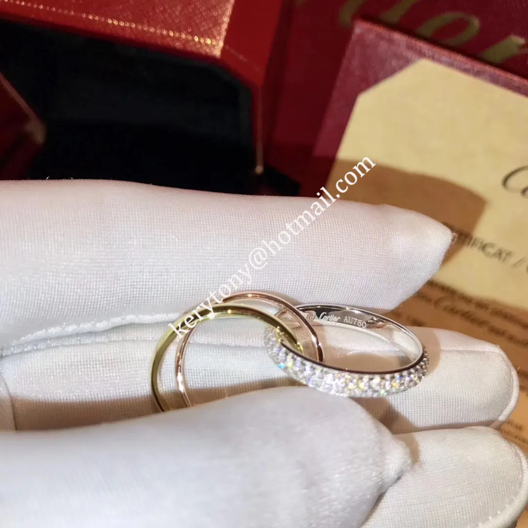 High End Trinity De Cartier Ring White Gold/ Yellow Gold/Pink Gold with Diamonds B4038900 Replica