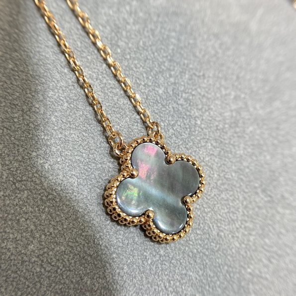 Van Cleef Necklace Dupe, Grey Clover Necklace, Gold & Rose Gold