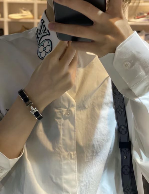 Hermes Bracelet Dupe, Clic H Bracelet, Black Enamel, Three Color