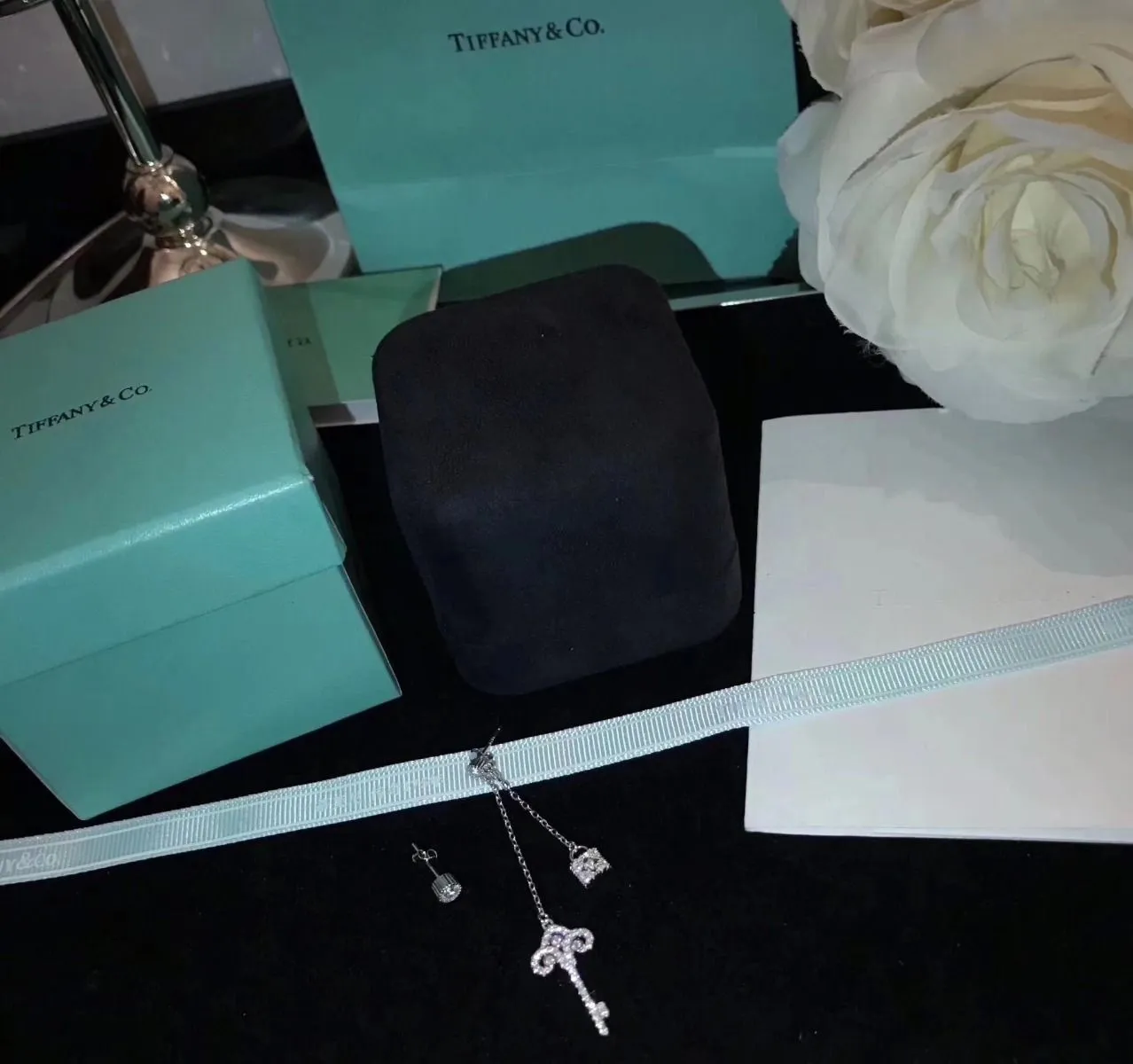 Tiffany Keys Enchant Tassel Asymmetrical Drop Earrings Couple Style Jewelry USA