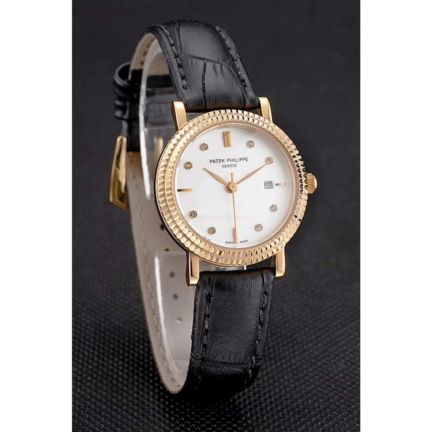Calatrava White & Diamond Dial 28 mm, Yellow Gold Plated