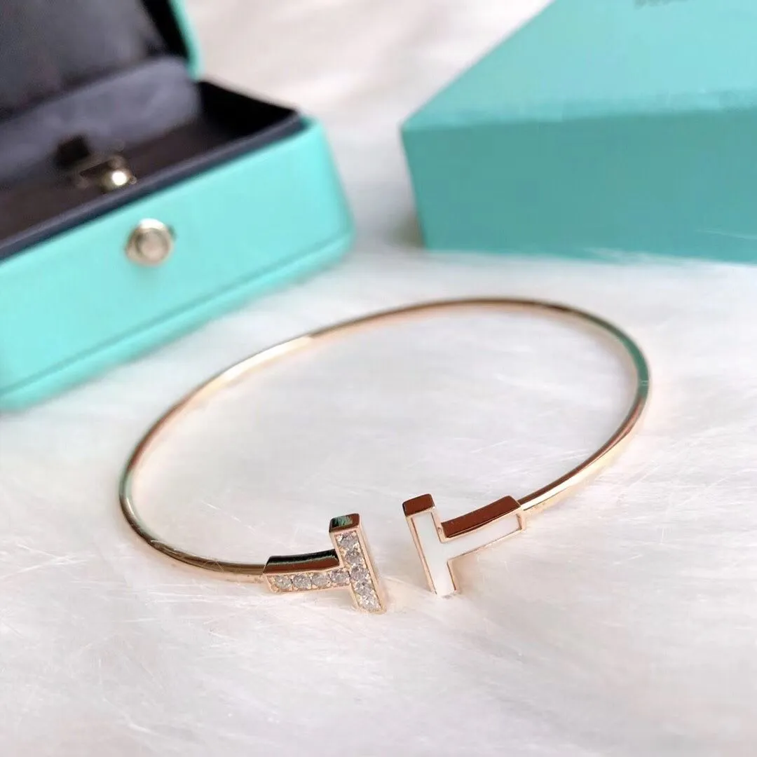 Best New Tiffany Tiffany T1 Rose Gold Double T Asymmetric Diamonds&MOP Sale Online Rigent Bracelet