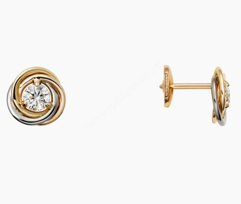 Best Gift Replica Cartier Trinity Earrings White Gold/Yellow Gold/Rose Gold with 2 Diamonds B8045300 Best