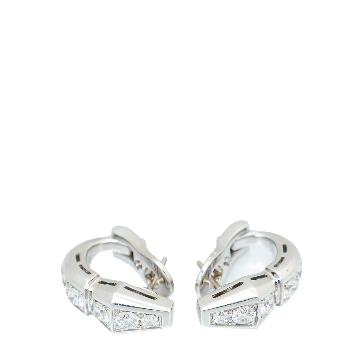 Bvlgari 18K White Gold Diamonds Serpenti Viper Earrings